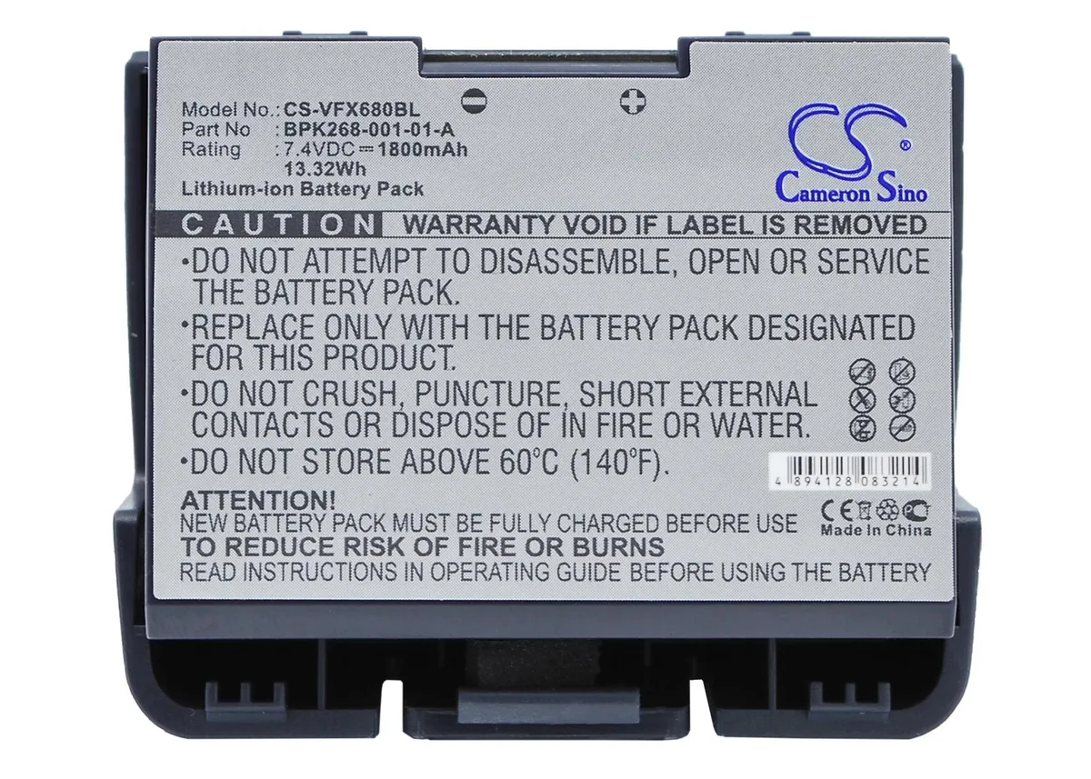 Rectangular replacement battery for Palm Tungsten TX, black plastic casing with label and contacts