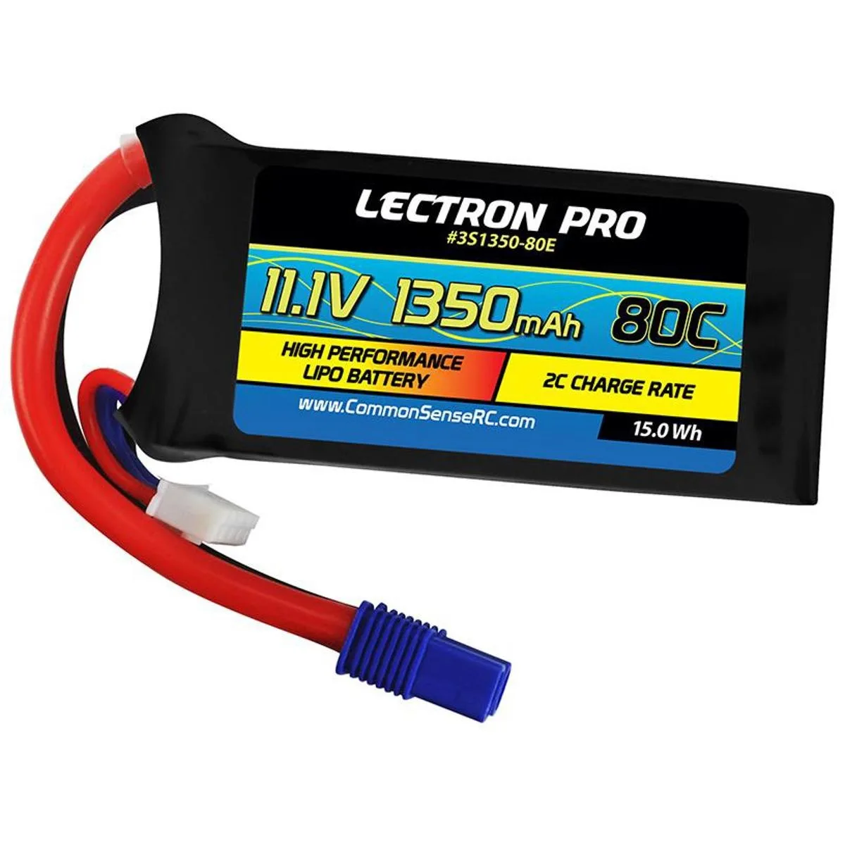 Common Sense RC Common Sense RC Lectron Pro 11.1V 1350mAh 80C Li-Po Battery EC3 — product photo