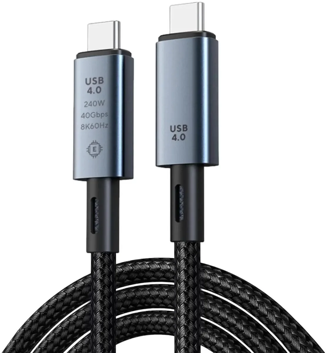Black USB-C to USB-C cable, three feet long, matte finish, Thunderbolt 4 compatible