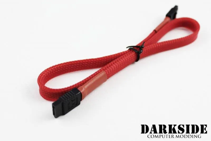 Darkside Computer Modding Darkside Computer Modding 45cm SATA 3.0 180° to 180° Data Cable with Latch Red UV — product photo