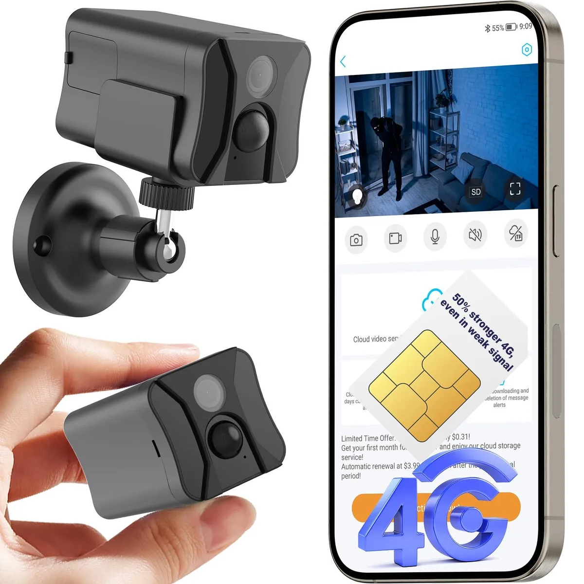  Clover EN-D9ST32-4G 1440p 4G LTE Cellular Security Camera — product photo