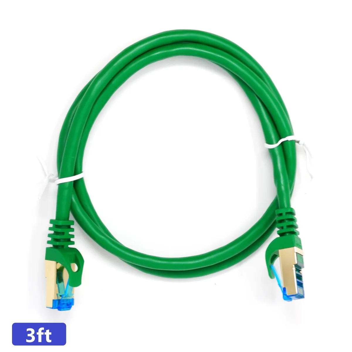 QualGear QualGear RJ45 Cat 7 Ethernet Patch Cable 600MHz Triple-Shielded 3 ft Green Round — product photo