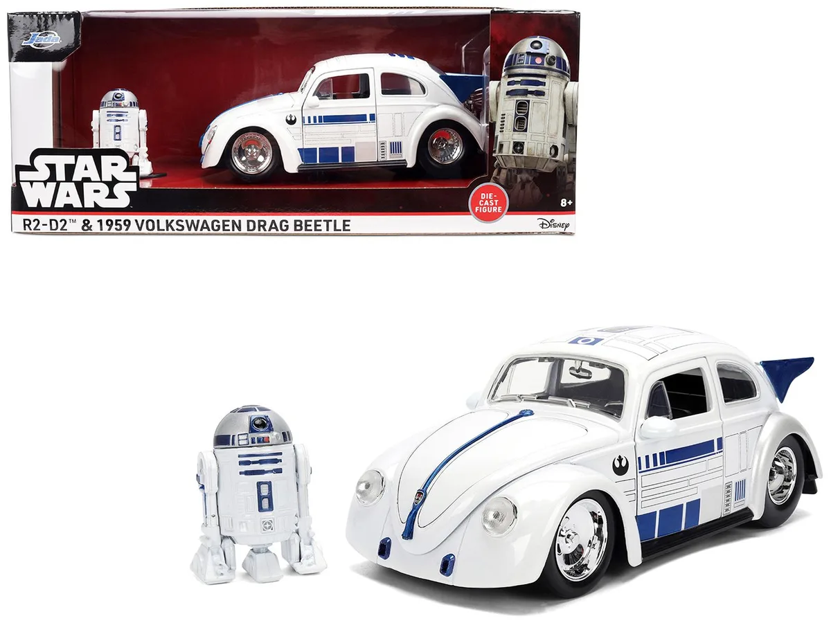 Jada Jada 1959 Volkswagen Drag Beetle White Star Wars R2-D2 1/24 Diecast — product photo