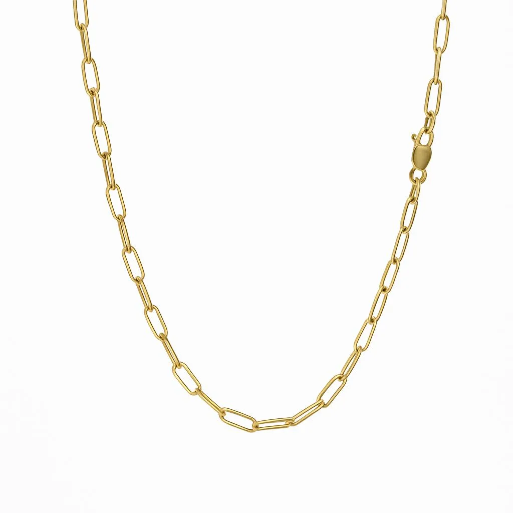 MST MST 925 Sterling Silver 14K Gold Plated Paperclip Necklace 3mm 20 Inch — product photo