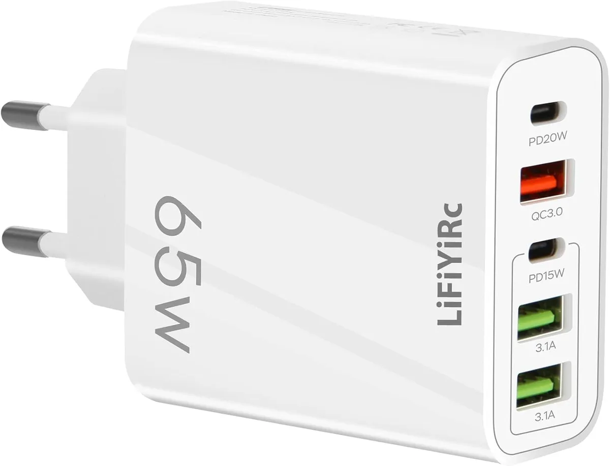 PISKEKAT PISKEKAT 65W 5-Port EU Travel Charger 2×USB-C 3×USB-A — product photo