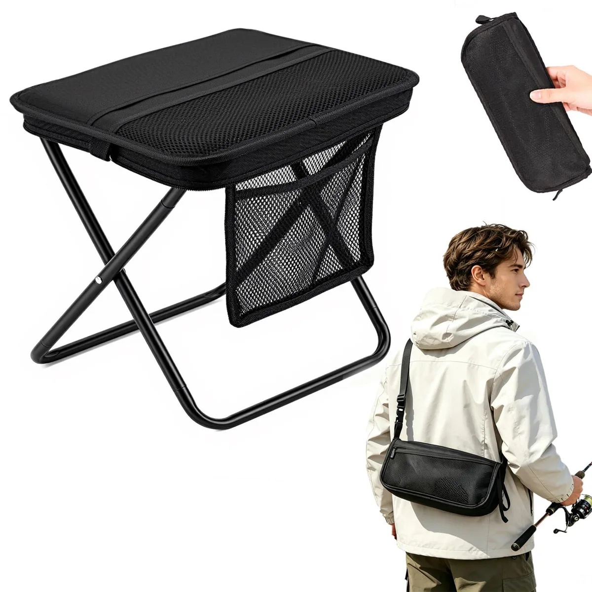  CJZYepopee Foldable Stool Black 246 lbs 1.32 lbs 13.78 in — product photo