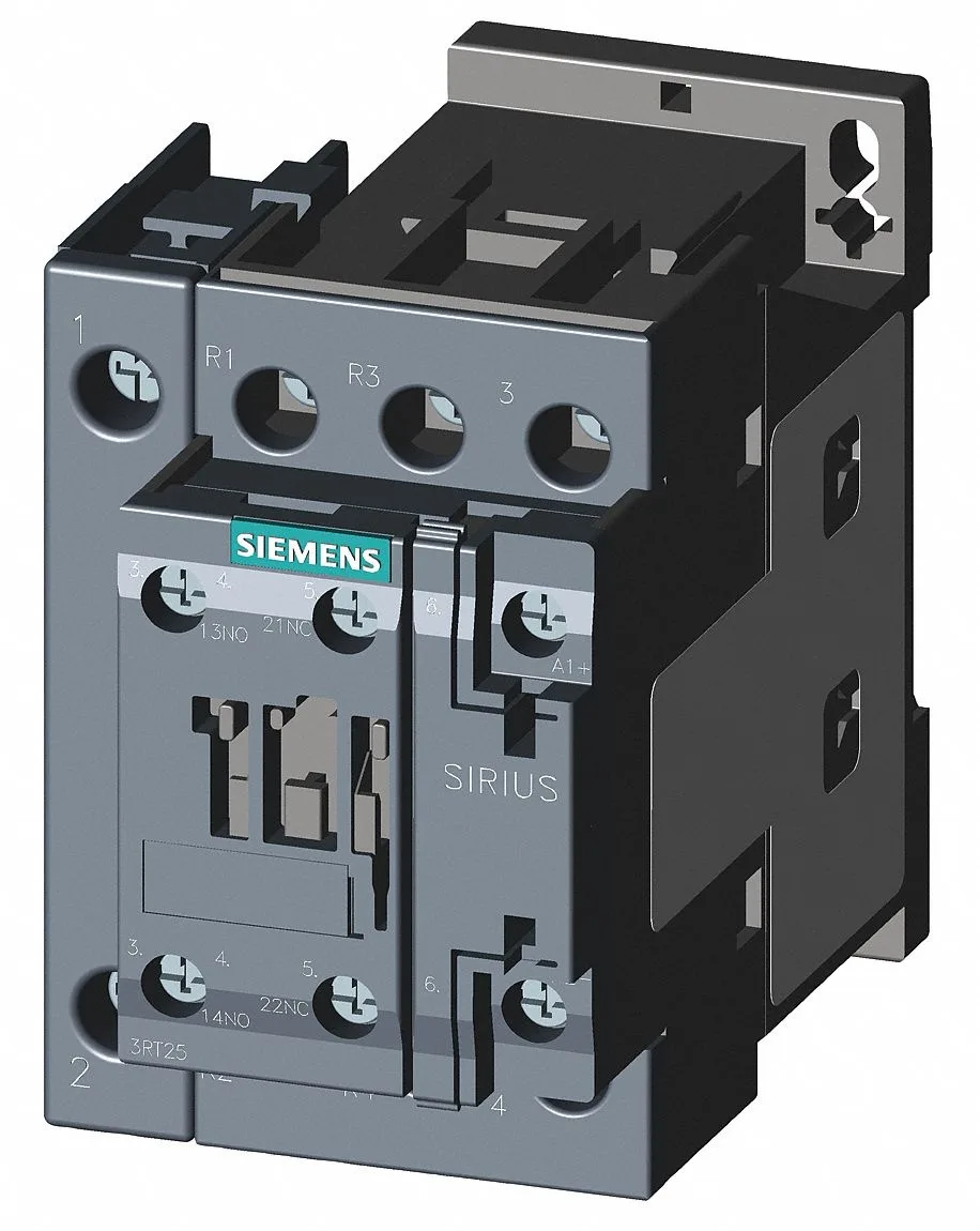 Compact grey IEC contactor, DIN-rail mount, screw terminals, 4-pole, 110-120V AC coil