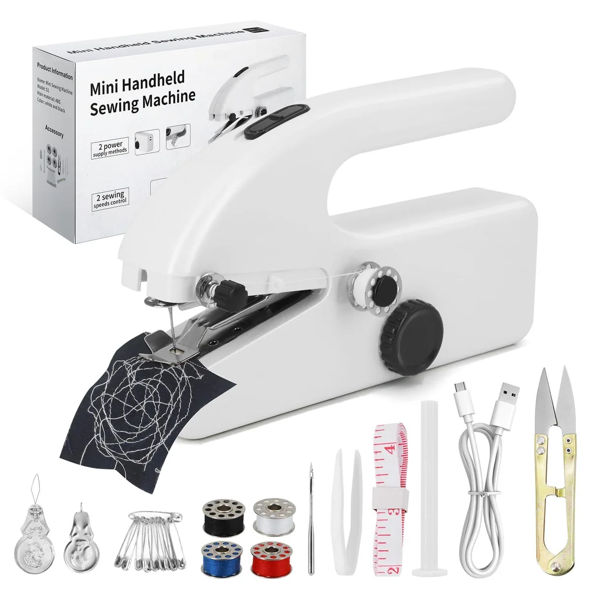  Xamanabu Handheld Sewing Machine White 5.0 in x 3.0 in x 4.0 in — product photo