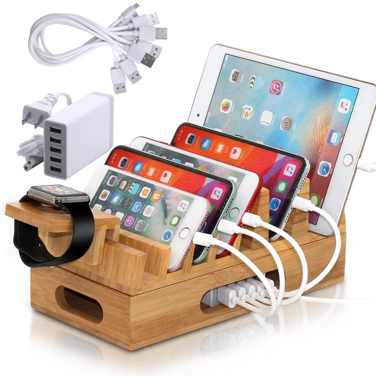 BambuMate BambuMate Bamboo 7-Slot Charging Station Organizer Grip — product photo