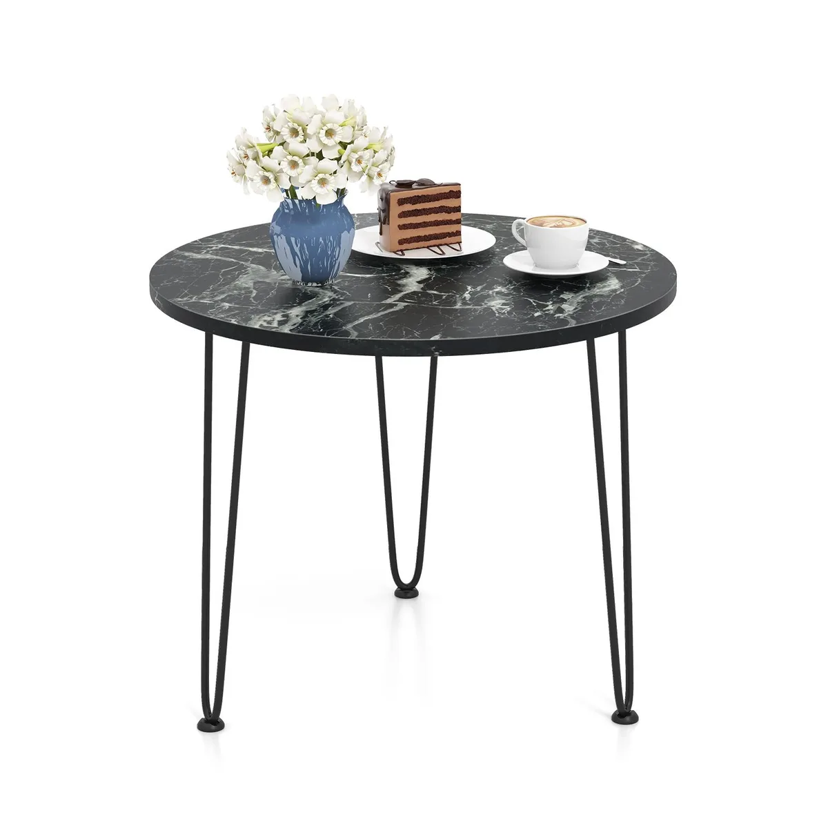 SlickBlue SlickBlue Round Coffee Table Black 23.5" MDF Metal Tripod Legs — product photo