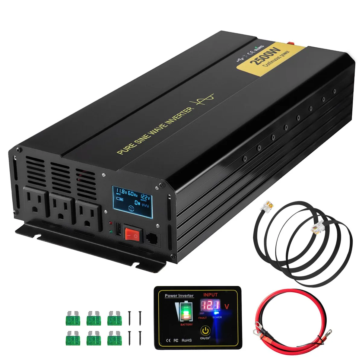 VEVOR VEVOR GYS-2500W 2500W Pure Sine Wave Power Inverter 12V to 120V — product photo