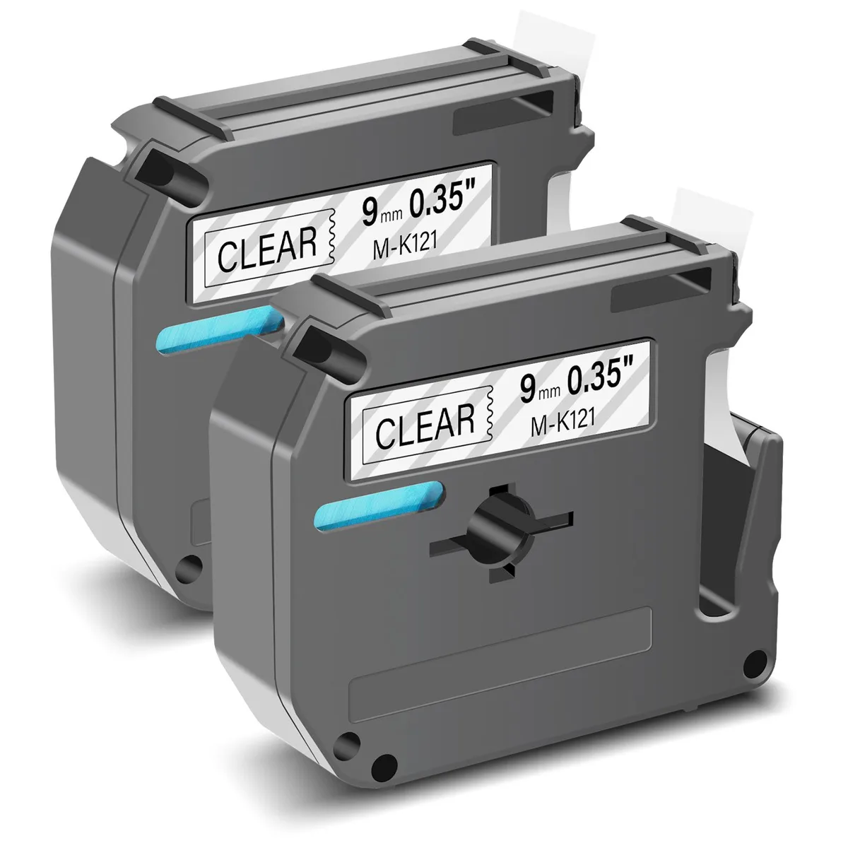 GREENCYCLE GREENCYCLE MK-121 label tape 9mm 26.2ft Black on Clear 2 Pack — product photo
