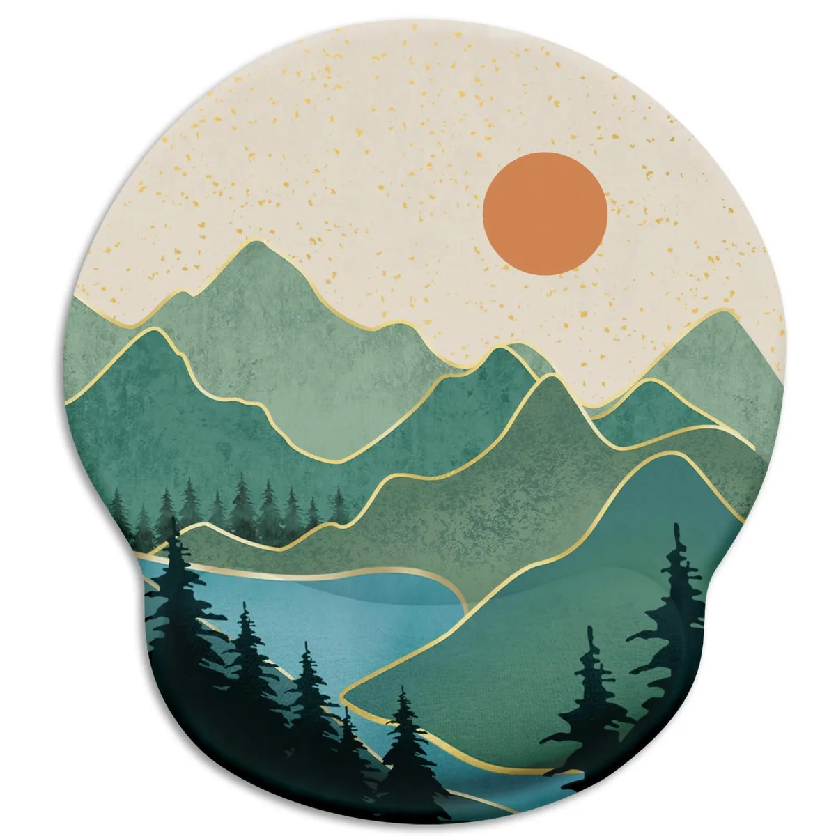 KEHIPI KEHIPI Ergonomic Mouse Pad with Wrist Rest, Sunset Mountain, 9.8 x 8.6 in, 7 mm, 20 mm wrist support — product photo