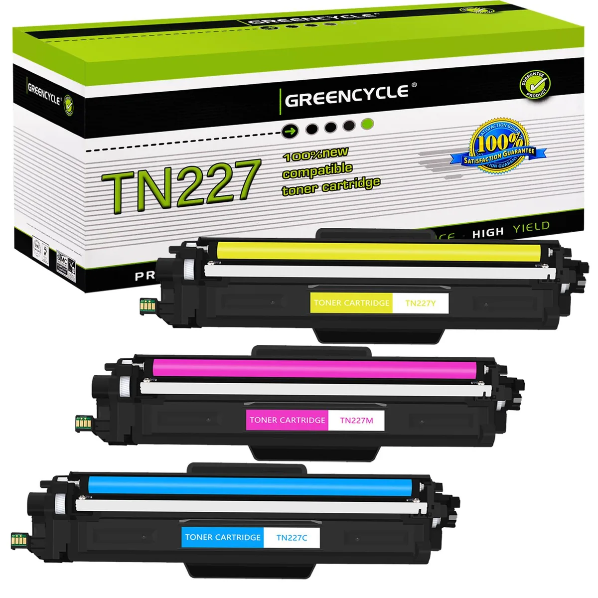 GREENCYCLE GREENCYCLE TN227 3-pack toner cartridges (Cyan, Magenta, Yellow) — product photo