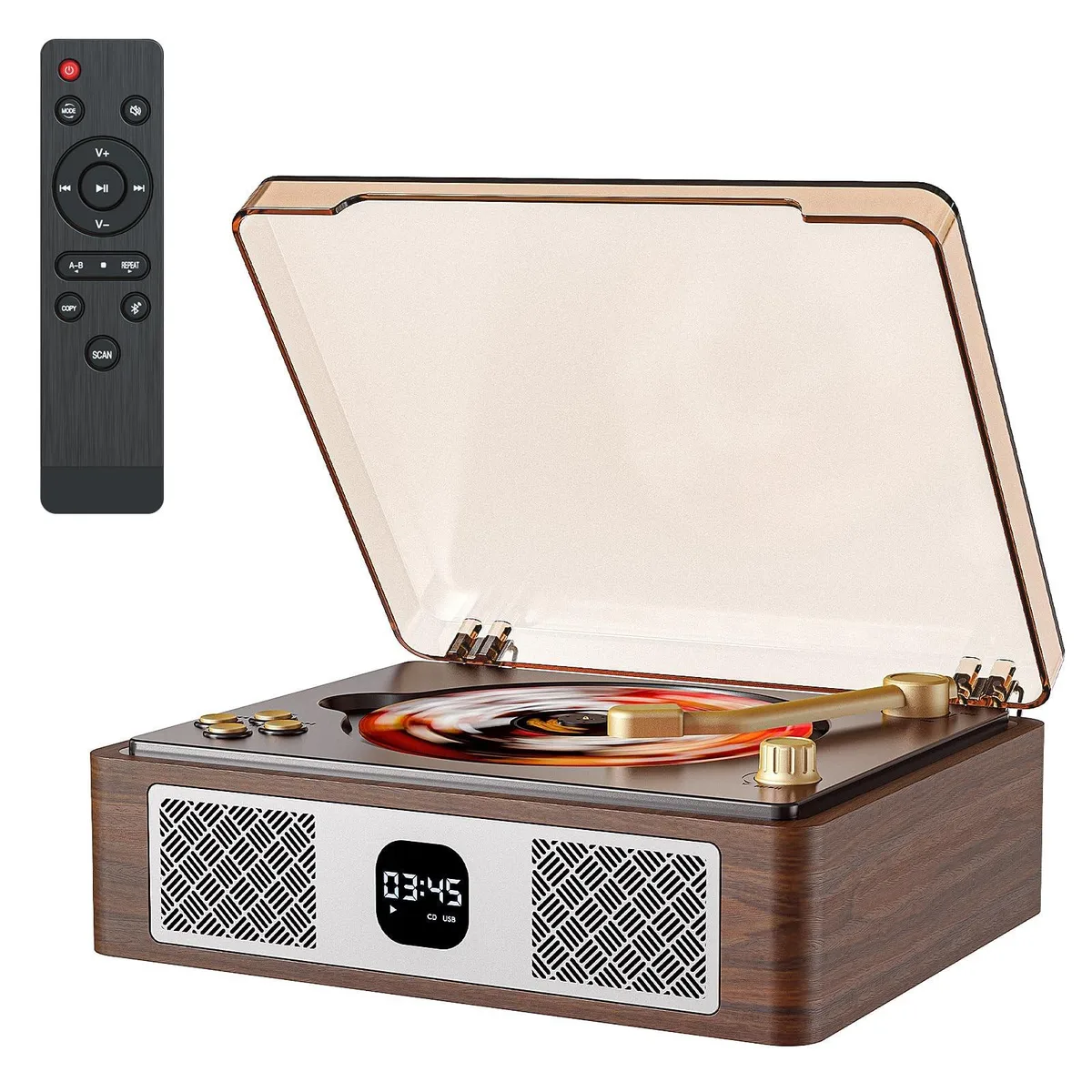 Barrow Mods Barrow Mods Retro CD Player Bluetooth 5.4 USB Rip 64GB Walnut Brown 2 in 1 accessory — product photo