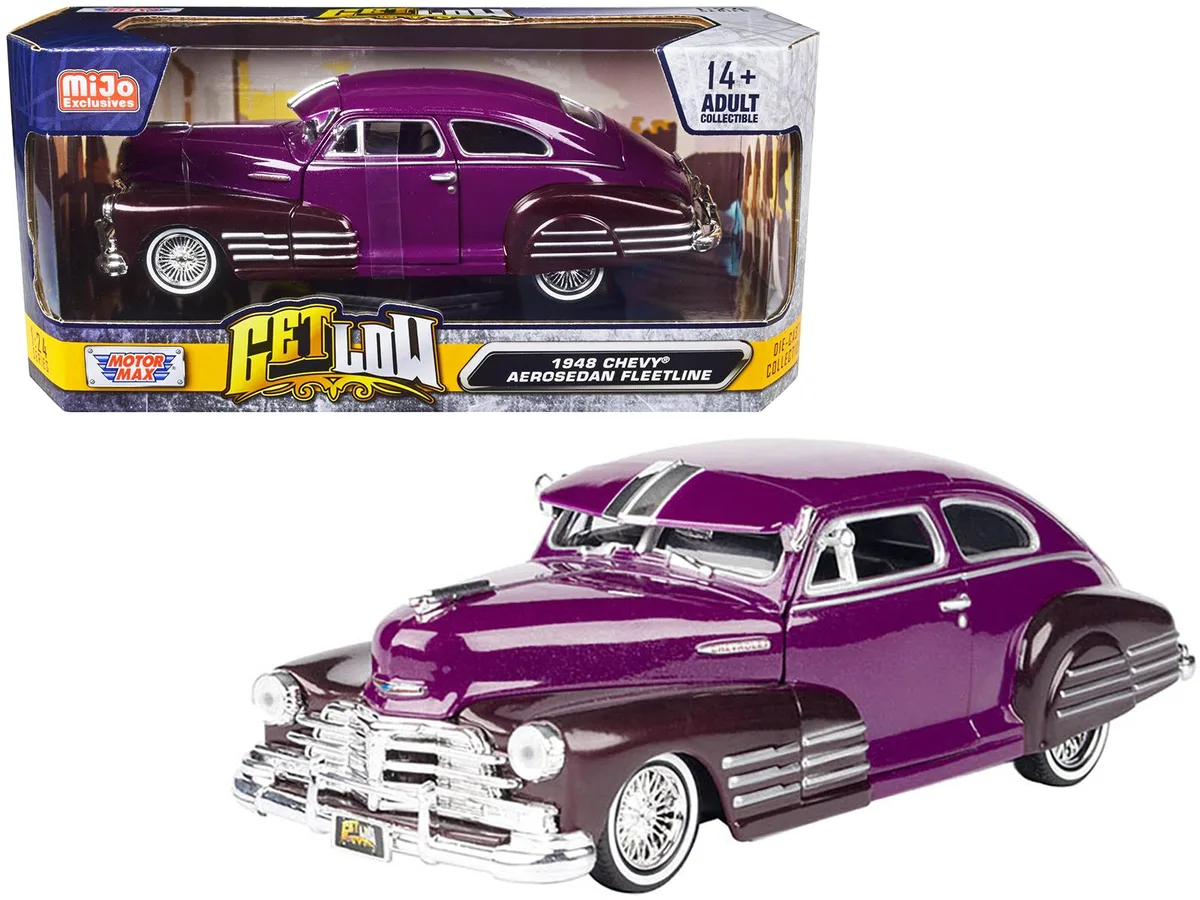 MOTORMAX MOTORMAX 1948 Chevrolet Aerosedan Fleetside Lowrider Purple/Dark Purple 1/24 Diecast — product photo
