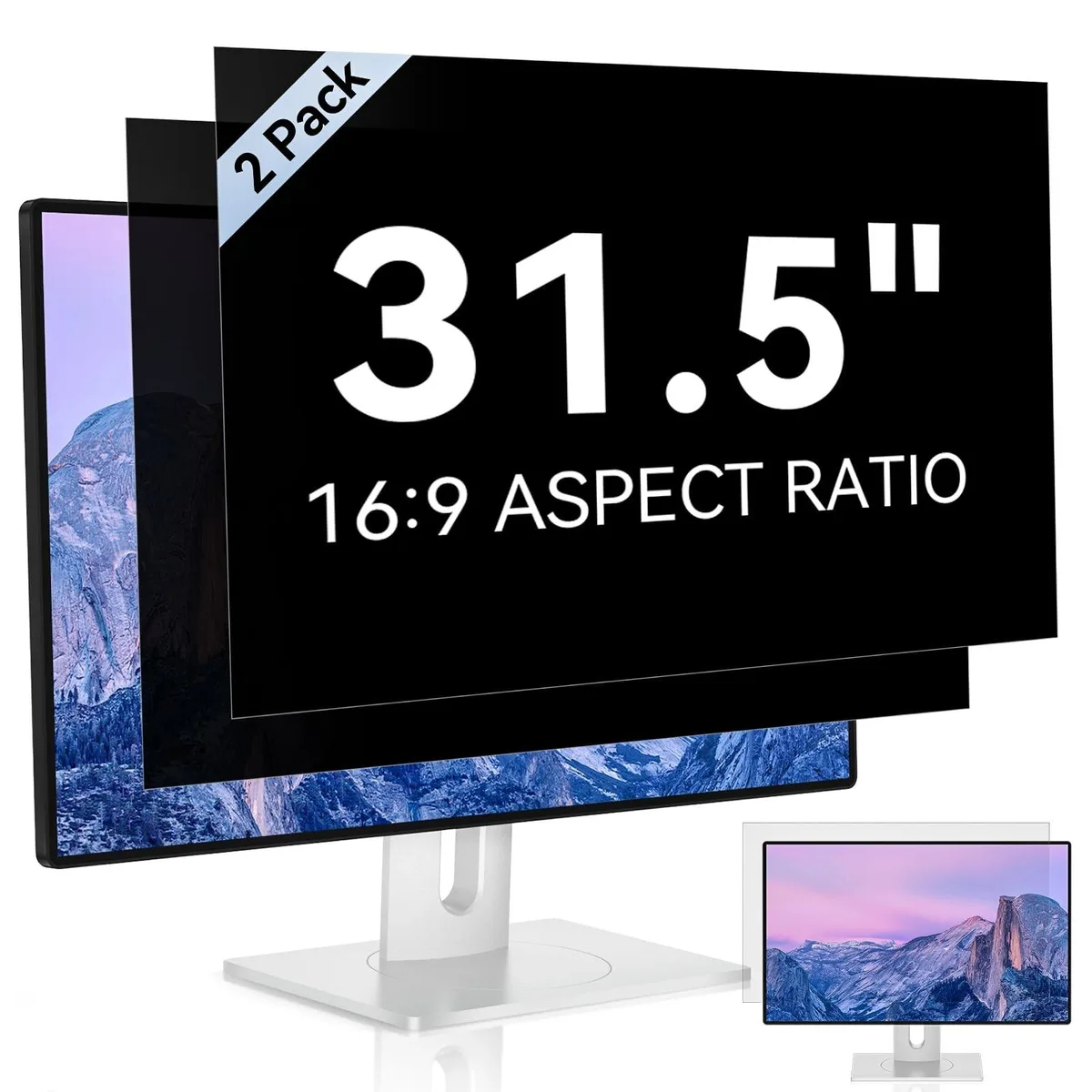 Rectangular 31.5 inch privacy filter with matte finish and microlouver texture