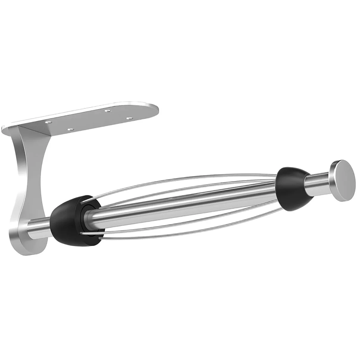 Silver under-cabinet paper towel holder with ratchet mechanism, 11.65 in wide