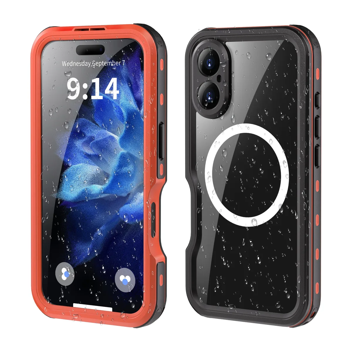 Red waterproof case for iPhone 16 6.1 inch fully sealed body