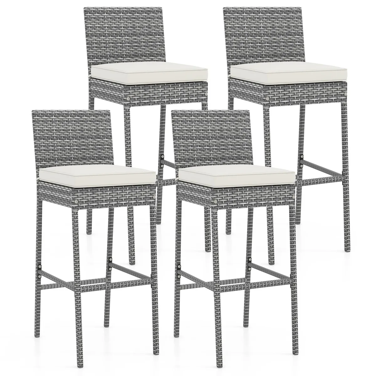 SlickBlue SlickBlue Grey Wicker Bar Stools 30in Seat Height Set of 4 — product photo