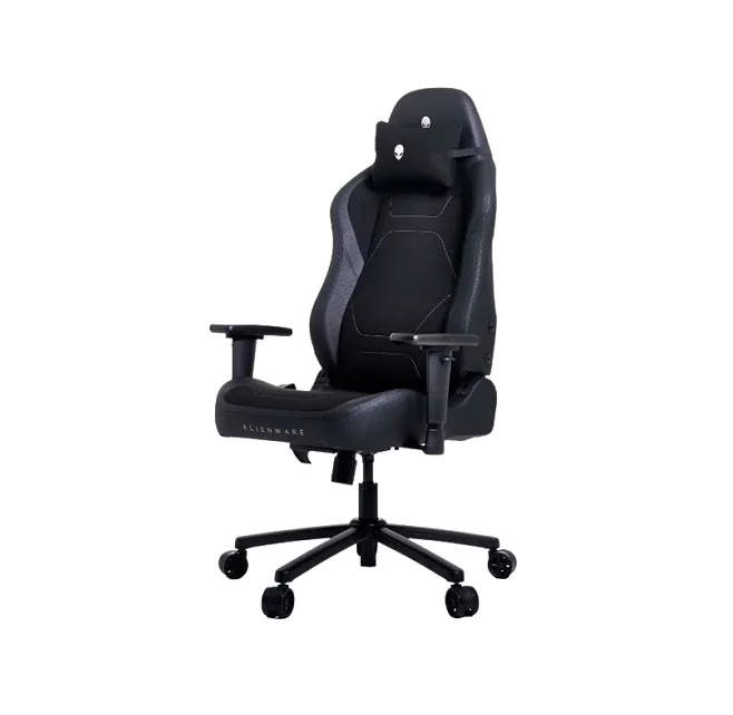 Black fabric gaming chair with nylon frame