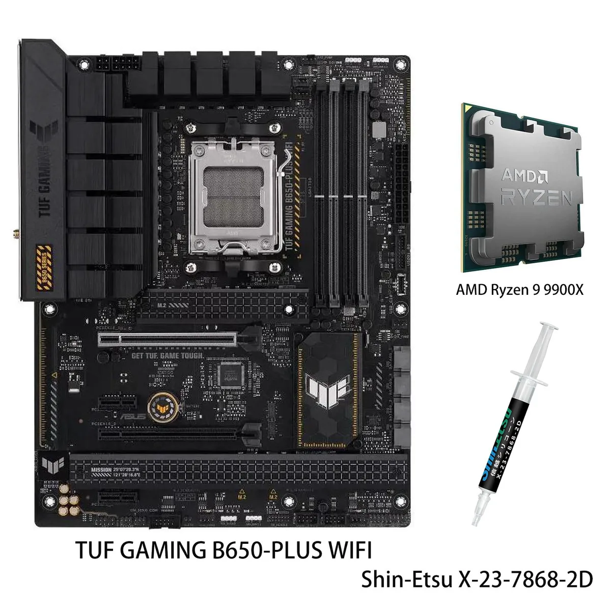 ASUS ASUS TUF GAMING B650-PLUS WIFI AMD motherboard &amp; Ryzen 9 9900X CPU combo — product photo