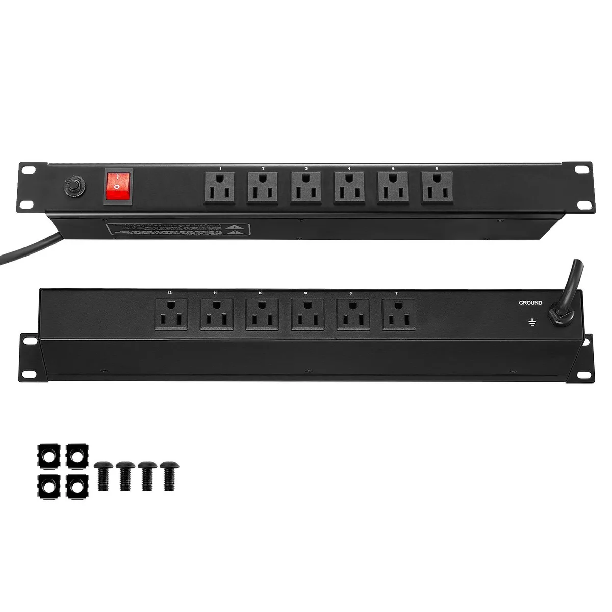 VEVOR VEVOR 1U PDU 12 Outlets 19" Rack 15A 3600J Surge — product photo