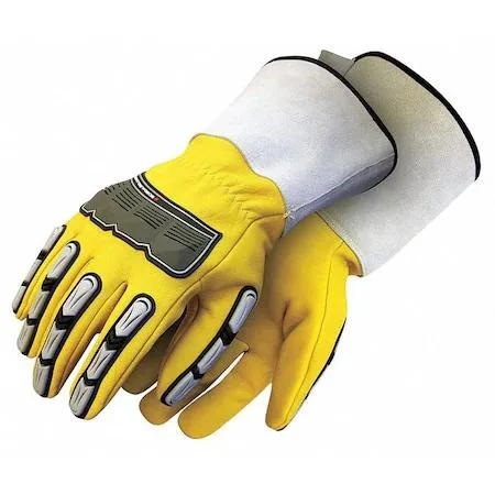 BDG BDG 20-1-10696-S Leather Drivers Gloves Gauntlet Cuff Wing Thumb Yellow S — product photo