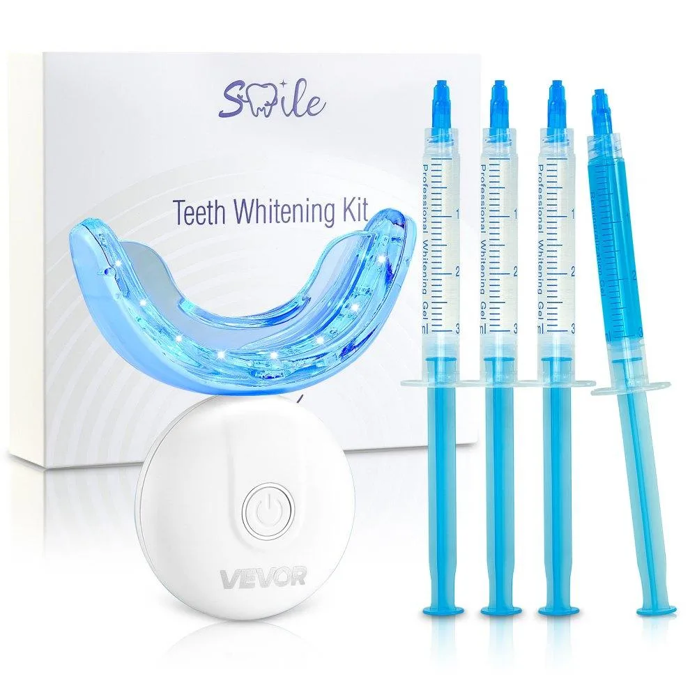 White U-shaped mouth tray with 32 LED lights and charging cable