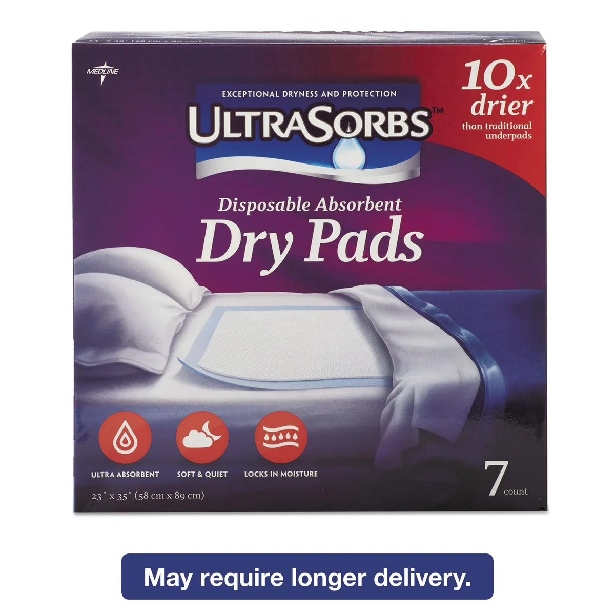 Medline Industries, Inc. Medline Industries, Inc. Ultrasorbs Disposable Dry Pads 23 x 35 Blue 7 Pack DRY2336RET7 — product photo