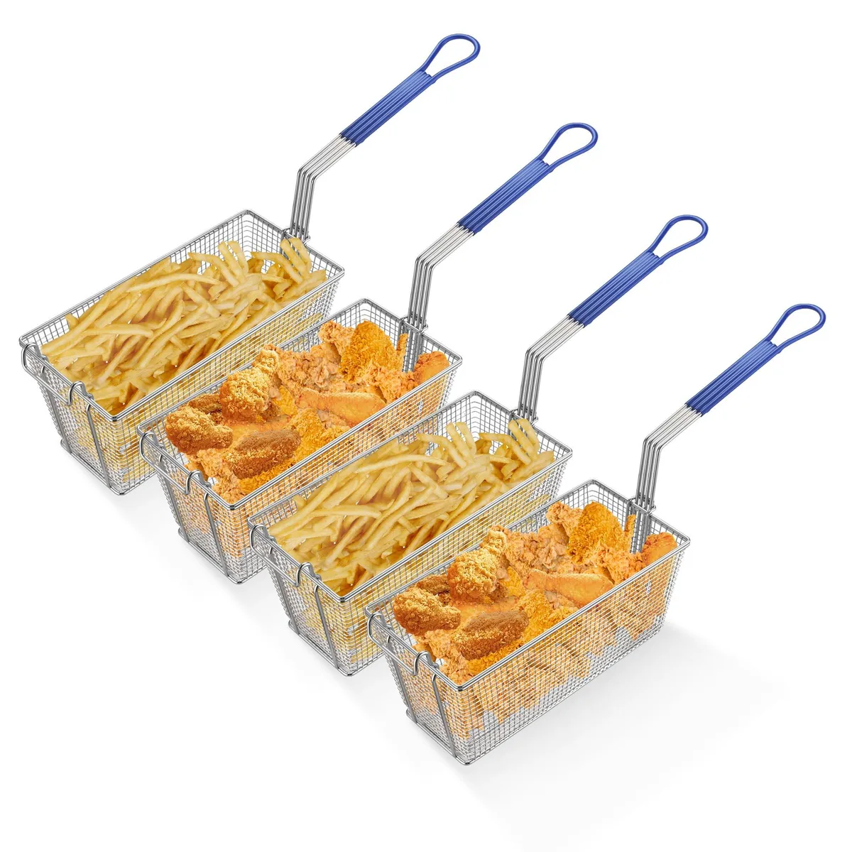Yescom USA, Inc. Yescom USA, Inc. 26FBK002-SET-03X2 4 Pack Fryer Baskets 13" x 6" x 6" Blue — product photo