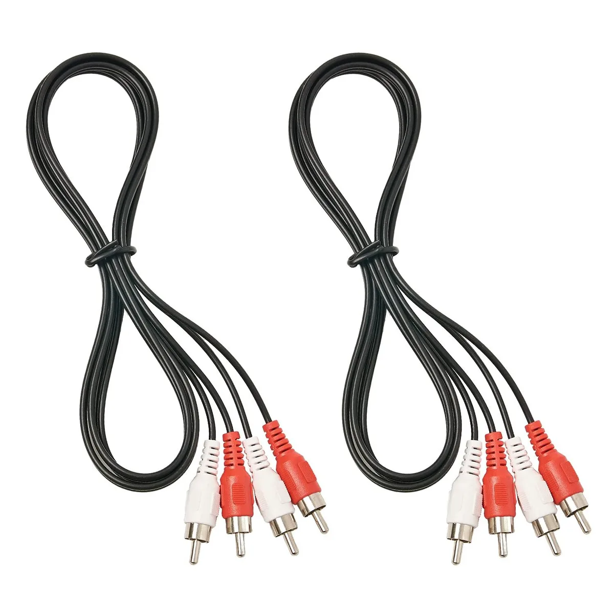  QDiShi 2G AV YCX 2 RCA male-to-male cables 5 ft black 2-pack — product photo