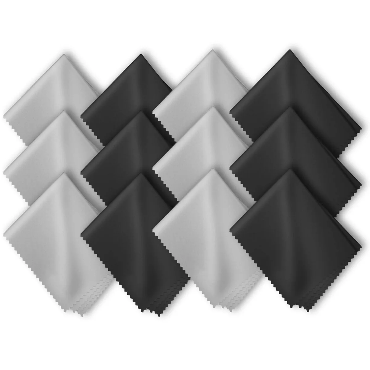 12 Pack Microfibre Glass Care Cloths 6 Black 6 Grey 15x18cm — product photo