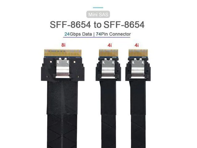 LORDWORLD LORDWORLD SFF-8654 8i 74Pin to Dual 4i 38Pin SAS Slim 4.0 Cable 40cm — product photo