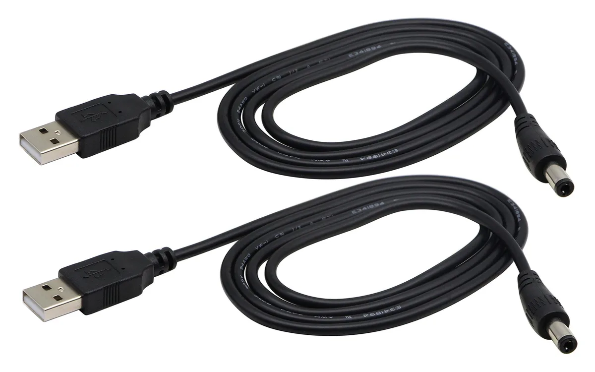 Vszerda Vszerda USB 2.0 A Male to DC 5.5x2.5mm Male Adapter Cable 1m 2-pack — product photo