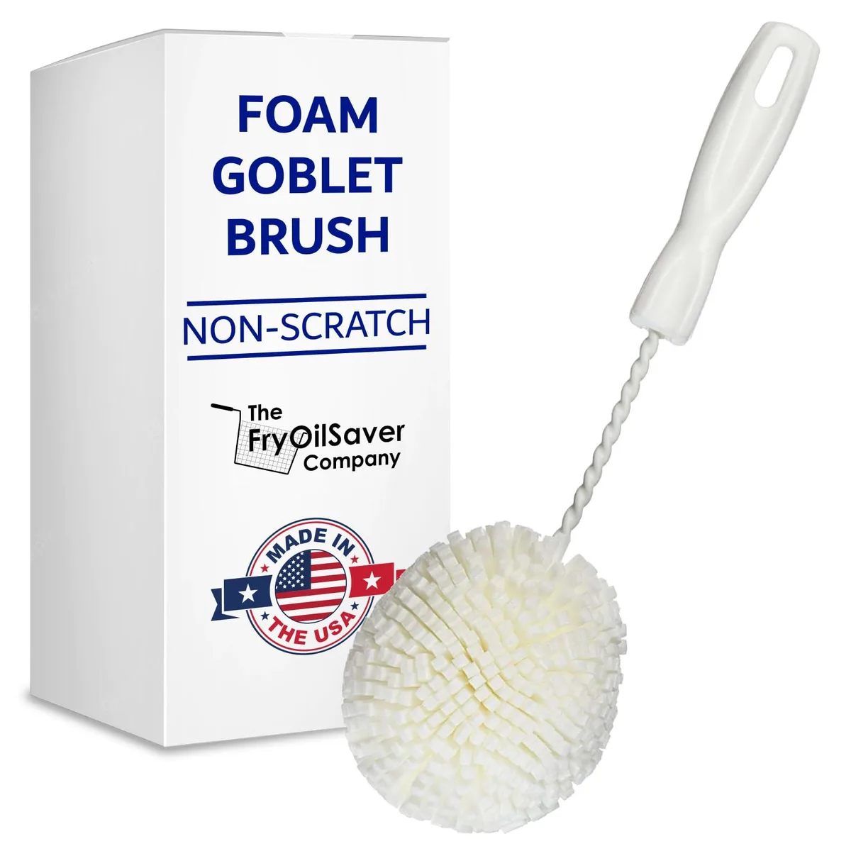 Foam goblet wine glass cleaner brush with soft bristles and handle