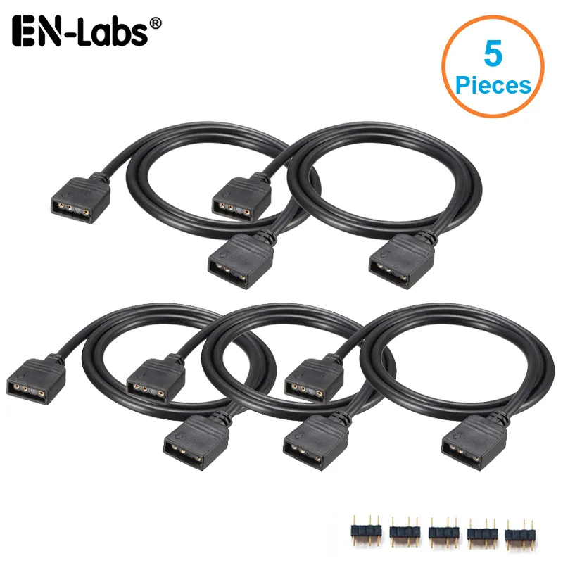 EN-Labs EN-Labs 5V 3pin ARGB Female-Female Extension Cable 1.64FT 5 Pack — product photo