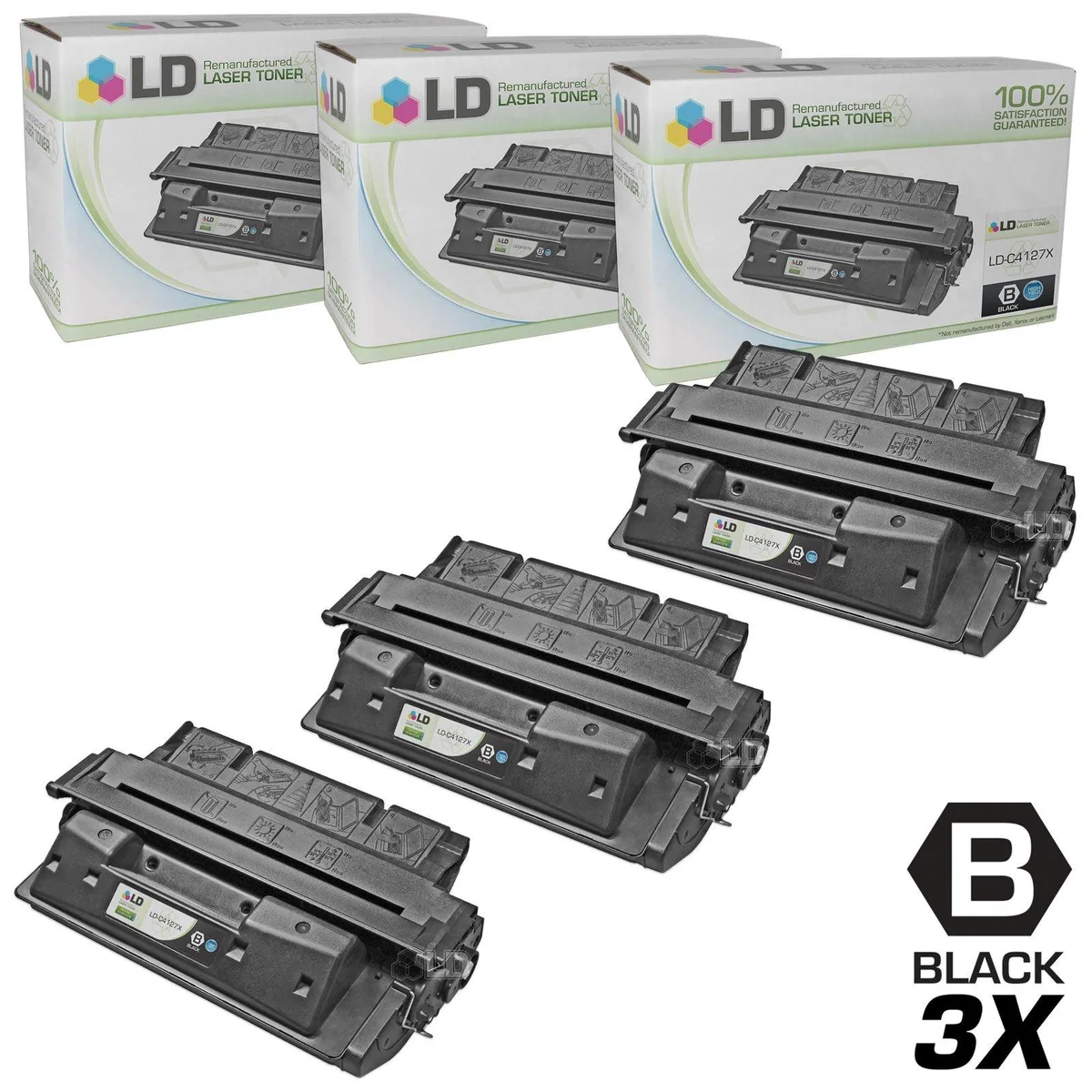 LD Products LD Products 27X C4127X High Yield Black Toner Cartridge 3-Pack — product photo