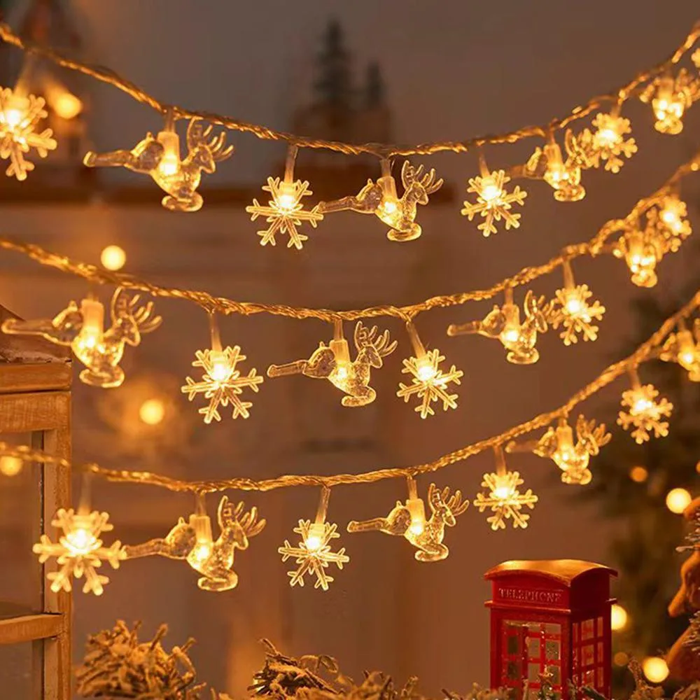 CURTIS International. CURTIS International USB String Lights Elk Snowflake 9.84ft 20 Gold Glitter — product photo