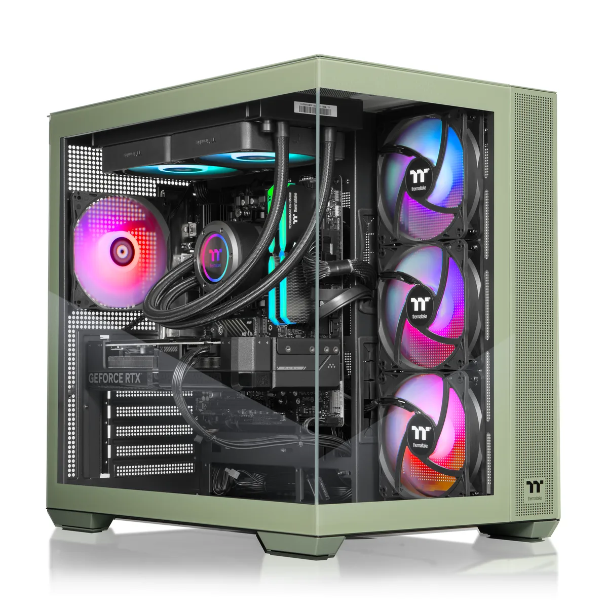 Thermaltake Thermaltake V38M-B85B-570-LCS gaming PC Ryzen 7 9700X 32GB DDR5 RTX 5070 1TB NVMe — product photo