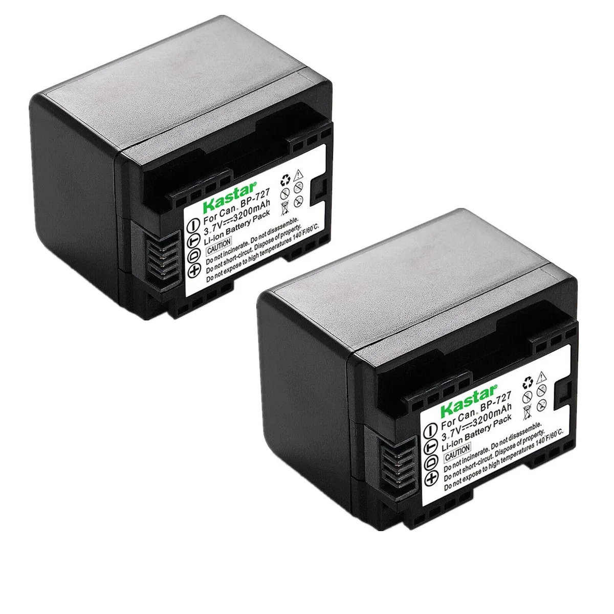 Kastar Kastar BP-727 2-Pack 3.7V 3200mAh Camera Battery for VIXIA HF R37 R38 R40 R42 R50 R52 — product photo