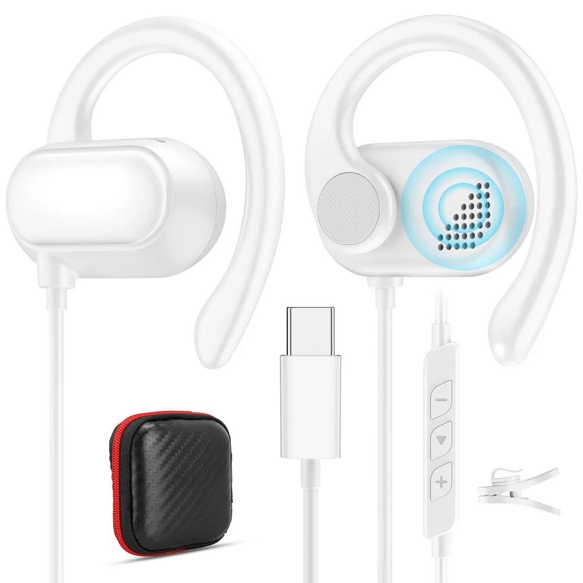 No Sew No Sew Topaux000176 wired headset USB-C open-ear adjustable hooks white — product photo