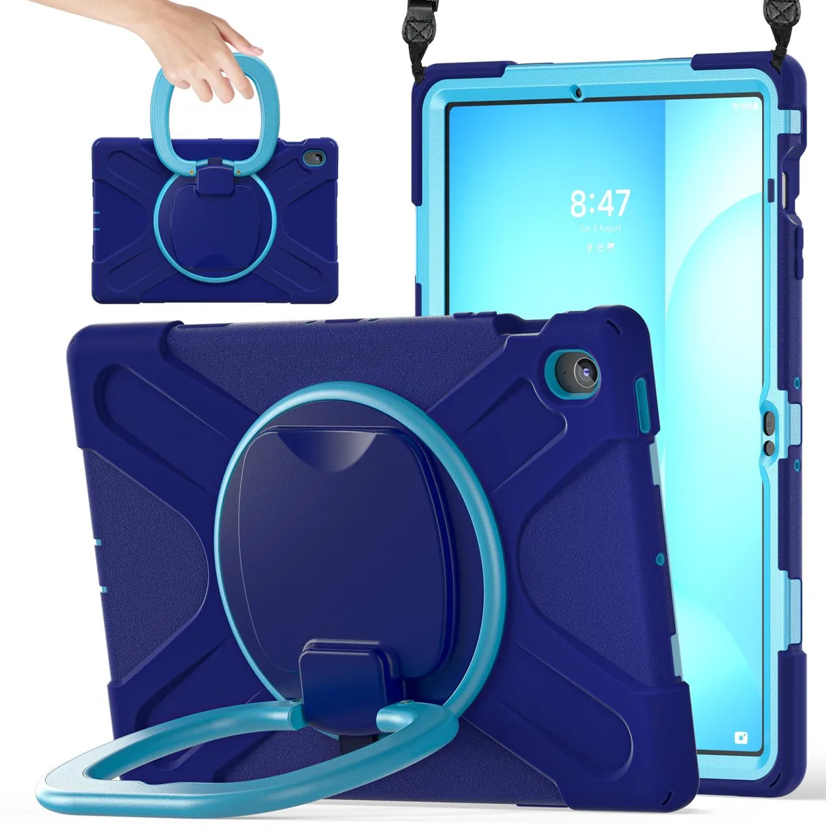 Timoom Timoom SM-X620 Rugged Silicone Case 13.1" Navy Blue 360° Kickstand Strap S Pen Holder — product photo