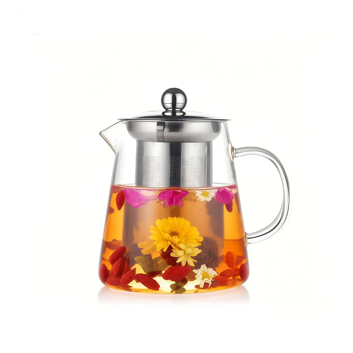 Clear borosilicate glass teapot with stainless steel infuser, 550 ml capacity