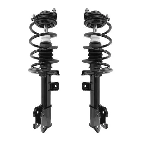 Pair of silver front strut assemblies with springs and mounts