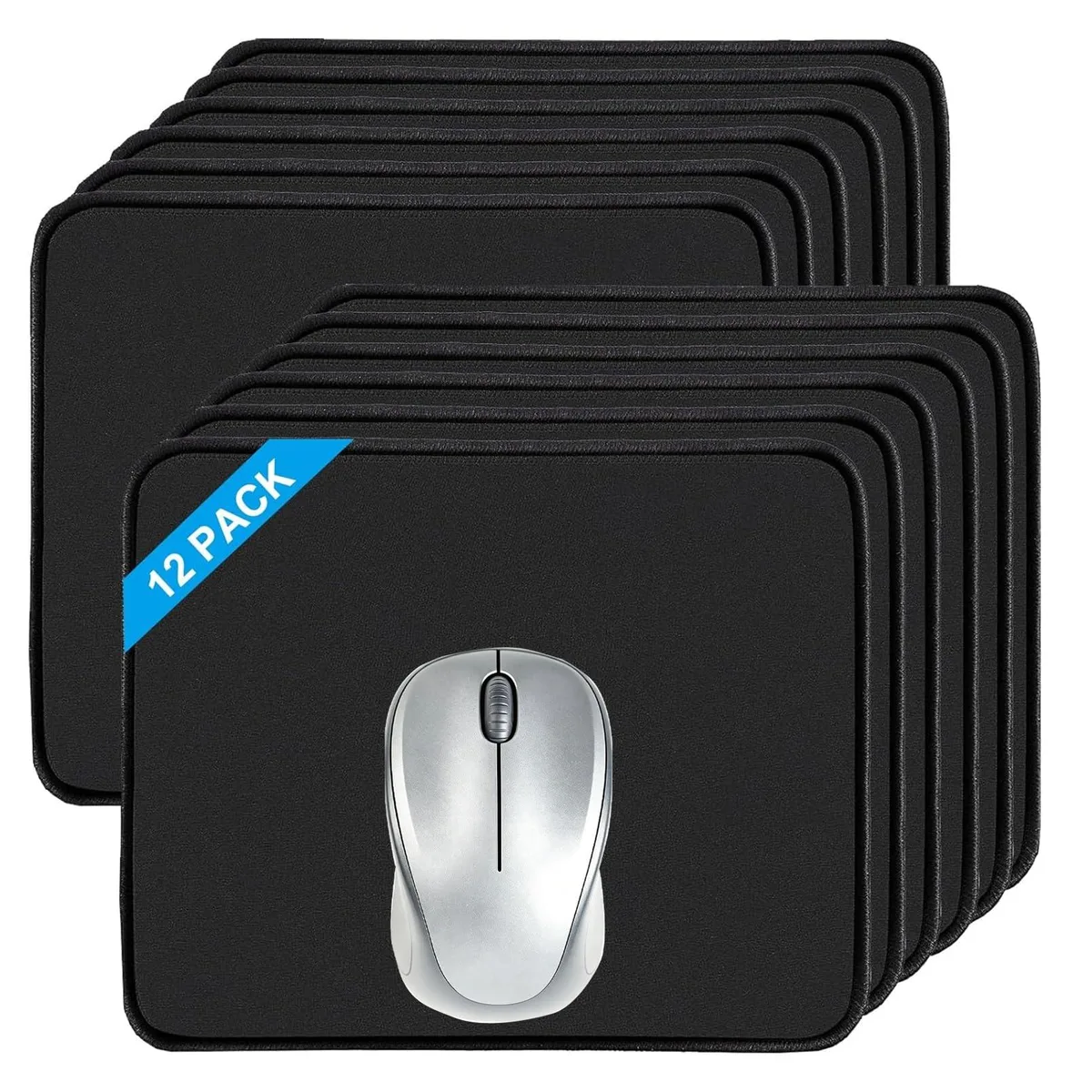 ddseexhe 12 Pack Mouse Pads 10.2 x 8.2 in 3 mm Black — product photo