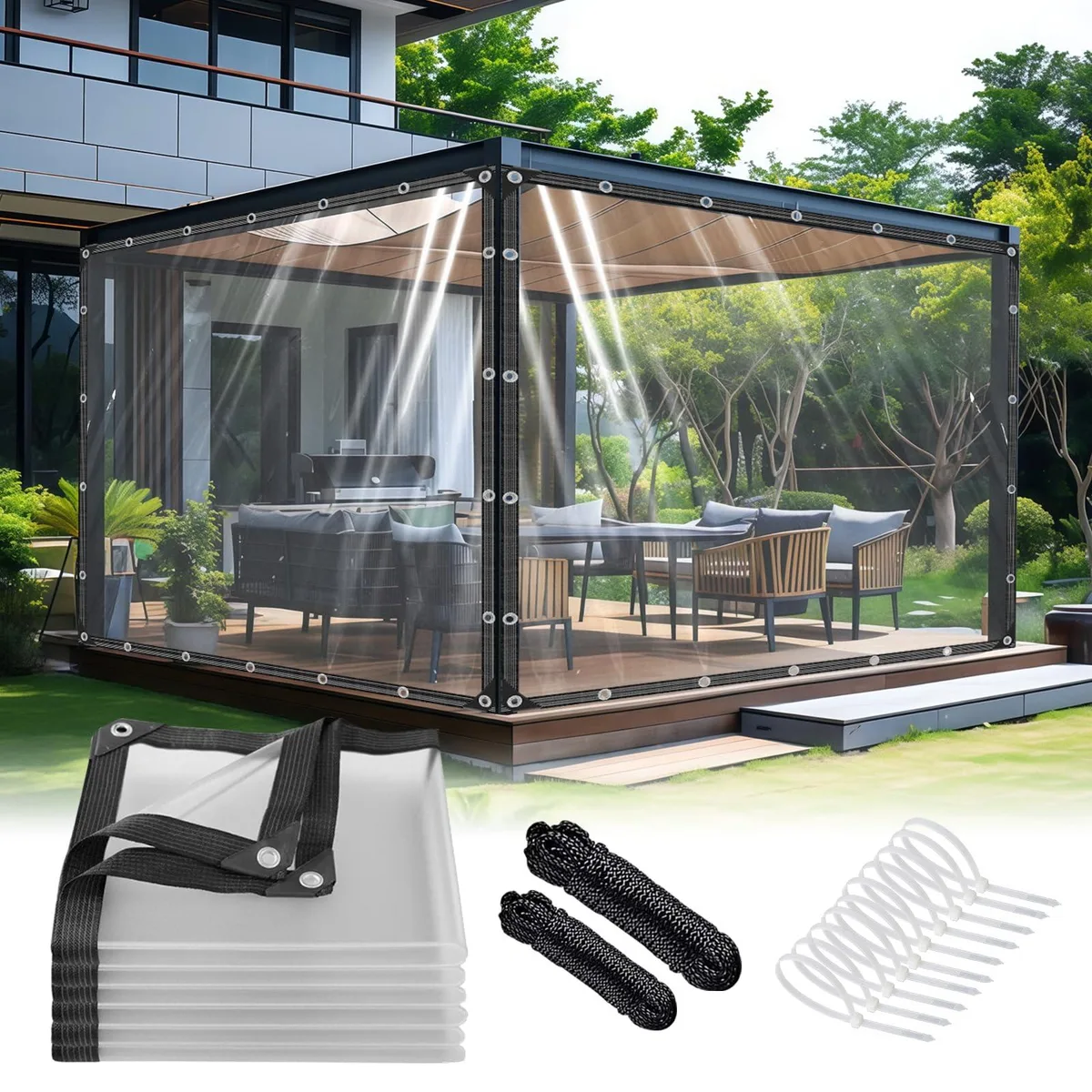 Clear vinyl tarp 4x6 ft with rustproof grommets