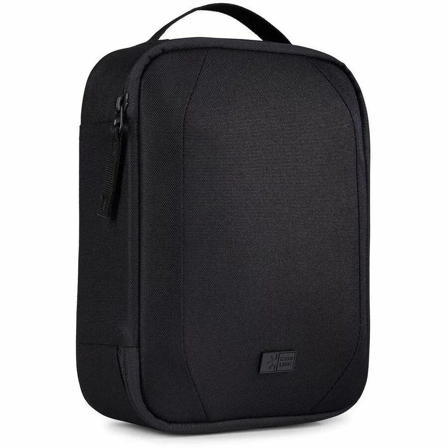 Black rectangular business case with top handle and zip closure