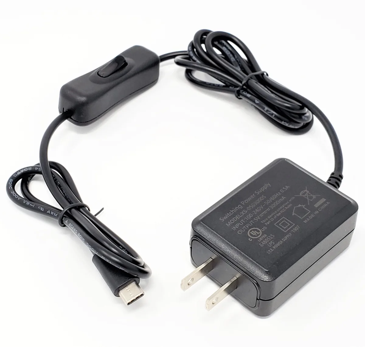 Micro Connectors Micro Connectors RAS-PWR13-PI USB-C 5V/3A Power Adapter 47 in — product photo