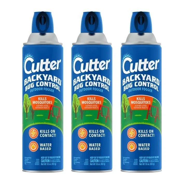 Three 16 ounce aerosol fogger cans in a pack